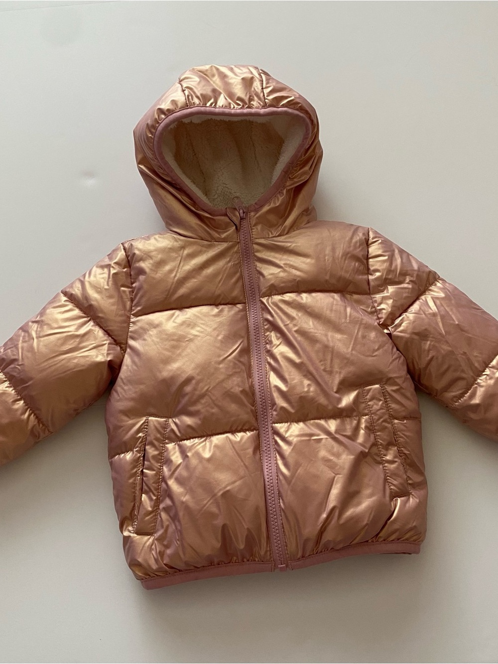 Swiss Tech Kids Metallic Rose Gold Puffer Jacket with Hood